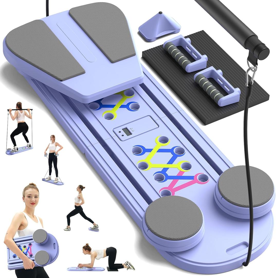Pilates Board, Foldable Pilates Reformer Sets with Timer, Multifunctional Abdominal Pilates Board for Home Workout Equipment, Portable Ab Board Trainer Pilates Exercise Machine, Pilates Board for Women