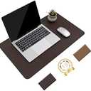 YSAGi Non-Slip Leather Desk Pad, Waterproof Laptop Computer Desk Keyboard Mat, Table Protector Blotter Mat, Large Mouse Pad for Office/Work/Home/Decor(Dark Brown, 23.6" x 13.7")