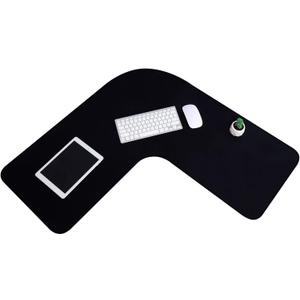 Amylove L Shaped Desk Mat Corner Mouse Pad Waterproof Large Rubber Corner Desk Mat for Office Home L Shaped Curved Keyboard Pad Gaming Setup Computer Protection Supplies, 36.2 Inches(Black)