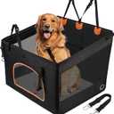 KYG Large Dog Car Seat for Large Medium Size Dogs with Cushion, Waterproof Hard Bottom Car Seat Cover for Dogs with 3 Mesh Windows, Foldable Pet Carseat for Cars/SUVs/Trucks