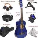 30" Left Handed Wood Guitar with Case and Accessories for Kids/Girls/Boys/Teens/Beginners (Blue)