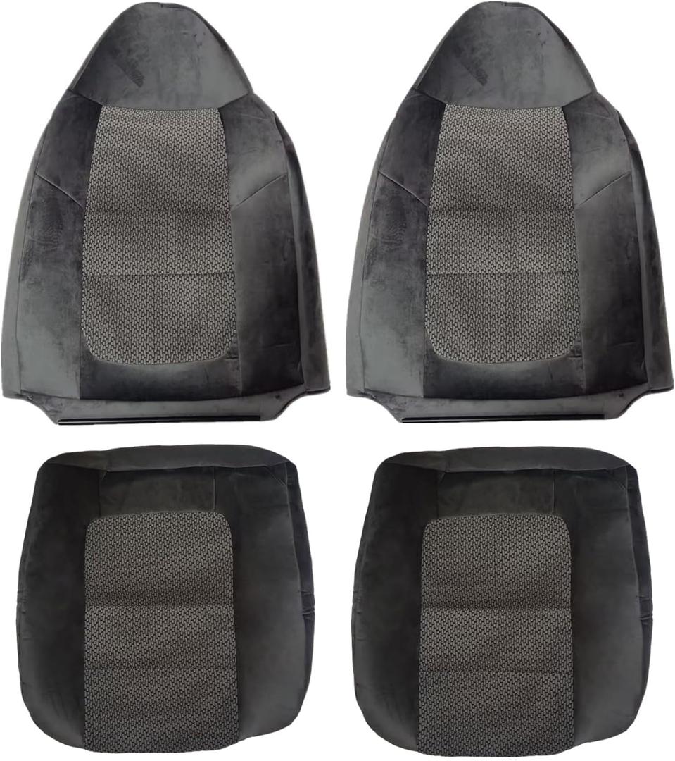 Pripirlod Front Driver and Passenger Bottom and Top Lean Back Seat Cover Gray Cloth Compatible with Ford F250 F350 F450 2001