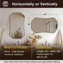 ANDY STAR 24"x40" Chrome Mirror, Scalloped Bathroom Wall Mirror in Anti-Rust Stainless Steel Metal Frame 1 Deep, Hangs Vertically/Horizontally