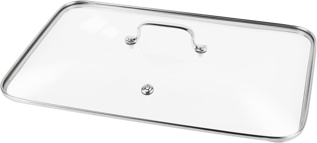 Griddle Glass Lid for Vayepro 17-inch flat griddle, Clear Pot Cover Accessories, Glass Basting, Keep Warm and Prevent Splashing (16.14"L x 10.62"W)