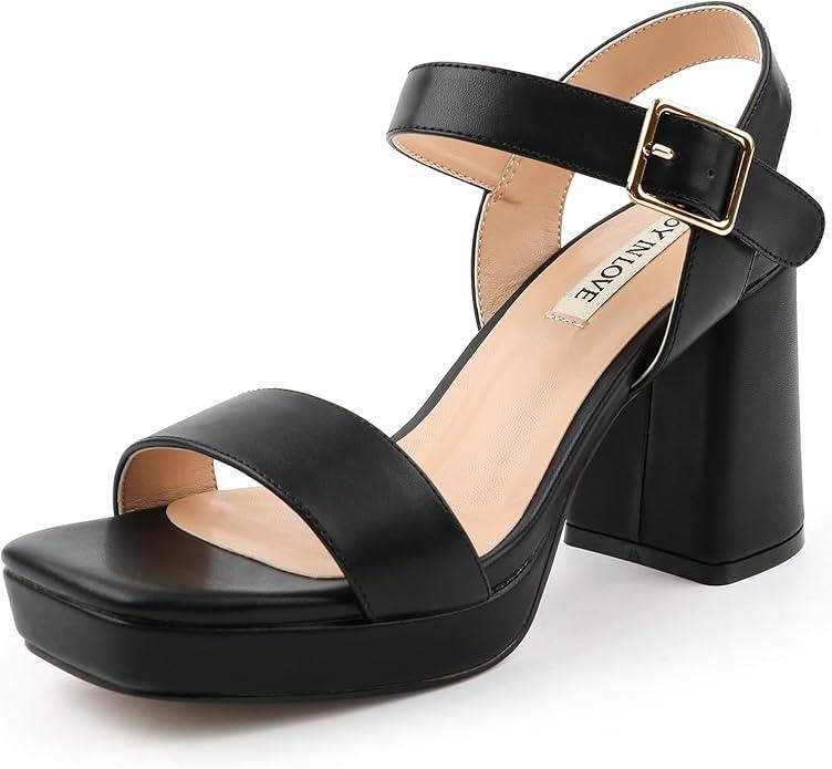 JOY IN LOVE Women's Chunky Platform High Heels Ankle Strap Block Heel Sandals
Size US 9.5