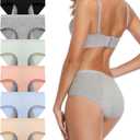JojoQueen Period Underwear for Women Menstrual Panties Cotton Postpartum Easy Clean Teens Brief M, Light Color-6pack