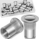 21Pcs M10 Rivet Nuts, 304 Stainless Steel Flat Head Rivnut Threaded Insert Nutsert