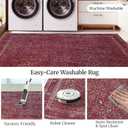 3x5 Soft Washable Area Rugs for Living Room and Bedroom, Non-Slip Stain Resistant Indoor Carpet, Cozy Floor Mat for Dining Room, Office, Stain Resistant Entryway Persian red Floral