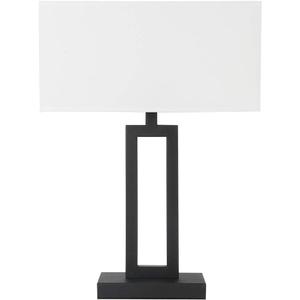 Yosoan White Indoor Table Lamp Bedside Nightstand Desk Lamp, Dimmable On Off Switch Black 65.8" Power Cord Cutout Rectangular White Fabric Shade for Bedroom Hotel Study