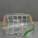 Simplify Rectangular Metal Storage Basket with Bamboo Handles | Large | Farmhouse Style Wire Basket | Home Organizer | Decorative | Rustic | White