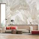 WFBHUA-Beige Banana Leaf Wallpaper Peel and Stick Tropical Self-Adhesive Wall Mural for Living Room Bedroom 157x108