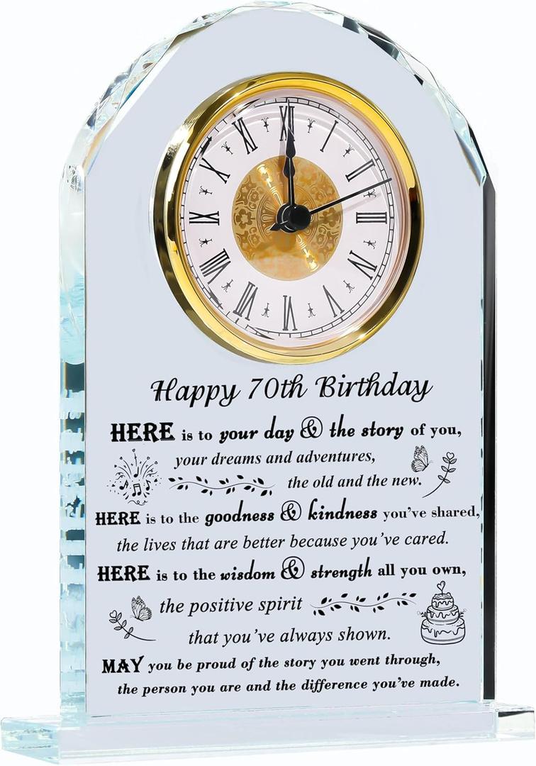 Movdyka 70th Birthday Gifts for Women Men - Crystal Clock Gifts Personalized 1956 70 Year Old Birthday Present for Her Him - Happy 70th Birthday Gifts Ideas for Mom Dad Unique