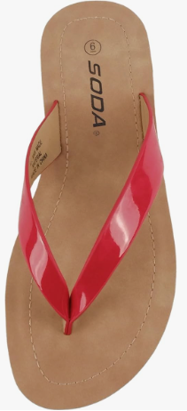 Soda Shoes Women Flip Flops Basic Plain Slippers Thongs Sandals Strap Casual Beach Ella-S Red Patent Size 9