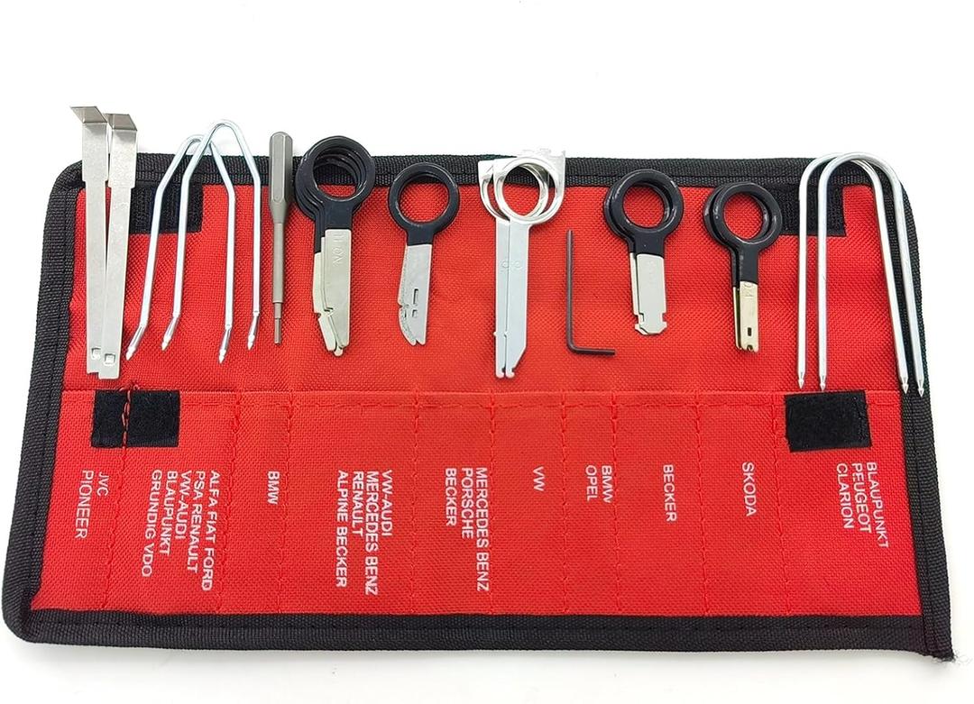 Radio Removal Tool key and Removal Pry Tool Kit Universal Stereo CD Player Removal Key Kit for Most Car and Truck Stainless Steel 20PCS
