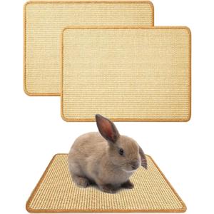 Oncpcare 2PCS Rabbit Scratch Mat Natural Bunny Scratching Pad Claws and Teeth Care Rabbit Mats for Cages Chew Toys for Bunny Pet Cage Bedding for Biting Sleeping Nesting, 16x12