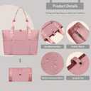 Foldable Travel Duffle Bag for Women, Gym Tote With Zipper Top Handle Handbag Large Shoulder Bag (Pink)