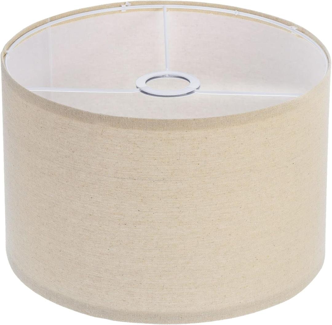 PATIKIL Drum Lamp Shades, 12"x12"x8" Linen Lamp Shade Easy Assembly Lampshade for Table Lamps Floor Lamps Pendant Lights, Cream