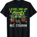 Leveling Up to Big Cousin Shirt Game Pixel Kids Toddler T-Shirt S