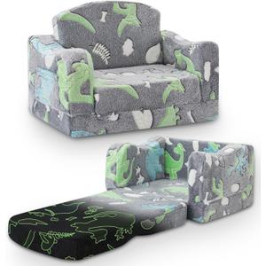 Thick Comfy Toddler Chair and Couch for Kids,2-in-1 Soft Plush Fold Out Sofa for Children,Convertible Couch to Lounger for Toddler