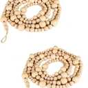 2PCS Christmas Wood Beads Garland 14.4 Feet Wooden Bead Garland Boho Ornaments for Christmas Tree, Xmas Vintage Rustic Farmhouse Round Craft Bead Hanging Holiday Decorations(7.2 Feet/1Pcs)