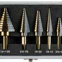 Step Drill Bits, 5PCS HSS Titanium Step Drill Bit Set, 50 Sizes High Speed Steel Step Bits for Metal with Aluminum Case