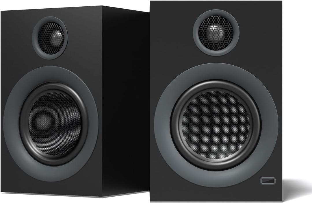 Bluetooth Bookshelf Speakers, 75W Powered Active Speaker with 4 Inch Woofer, HiFi Speaker with aptX Bluetooth USB for Home, Studio, Gaming, Set of 2, Black