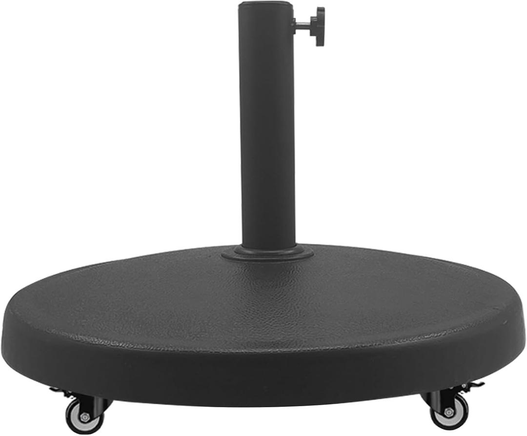 T&Jero 44 lb Round Heavy Duty Patio Market Umbrella Base Stand with Wheels for Outdoor, Black
