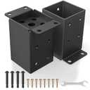 4x4 Post Base 2 Pcs, Heavy Duty Post Anchor with Anti-Corrosive Partition, Inner Size 3.5"x3.5", 13 Gauge Thick Solid Steel, Rust-Proof Powder-Coated Wood Fence Post Brackets for Support Deck, Pergola
