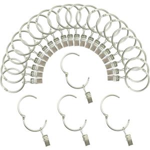 Openable Curtain Rings with Clips 1 inch Interior Diameter 24 Pack Rustproof Metal Hangers Ring Decorative Drapery Vintage Silver TXZWJZ
