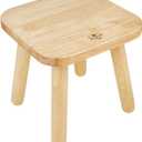 BEE&OAK Wooden Step Stools for Adults, Solid Rubber Wood Non-Slip Step Foot Stool, Heavy Duty 300 lbs One Step Stool for Bedroom, Bathroom, Kitchen (Natural, 9.25" (D) x 9.25"(W) x 8.86"(H))
