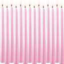 WPONSZU Set of 14 Pink Taper Candles, 7-8 Hours Burn Time, Unscented, Smokeless and Dripless, 4/ 5 x 10 Inch Dinner Candle Set for Valentine's Day, Household, Wedding, Party and Home Décor Candlesticks