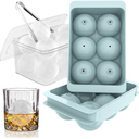 WIBIMEN Large Ice Cube Molds, Big Round Whiskey Ice Cube Trays for Freezer, Easy to Fill & Release, Whiskey Bourbon Cocktail(1.9In*6 Balls Blue/2 Pack)