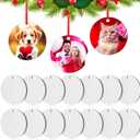 WILLBOND 24 Pieces Sublimation Ornament Blanks Pendants, Personalized MDF Sublimation Christmas Ornament Blanks Double Side for Heat Press Printing with Red String for Christmas Valentines