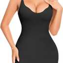 Shapewear Slip for Women Tummy Control V Neck Cami Under Dress Full Slips Body Shaper Seamless for Under Dresses (Small, Black)