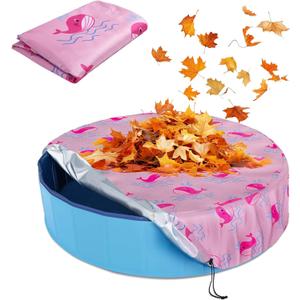 Foldable Dog Pool Cover Waterproof Round Pet Dog Kiddie Bath Tub Lid Cover, Fit for 32/48/63 Inch Pools, Outdoor Portable Puppy Pool Accessories with Drawstring