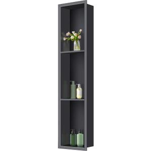 Stainless Steel Shower Niche 8 x 36 Inch,Matte Black 3-Tier Niche for Shower Wall,No Tile Needed Recessed Built-in Nich de Douche Waterproof