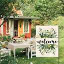 8 x AVOIN colorlife Spring Summer Floral Welcome Garden Flag 12x18 Inch Double Sided Outside, Eucalyptus Seasonal Farmhouse Yard Outdoor Flag
