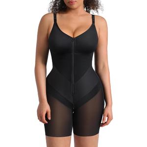 FeelinGirl Fajas Colombianas Moldeadoras Shapewear Tummy Control Postpartum Butt Lifting Body Shaper with Zipper Crotch (Large, Black)