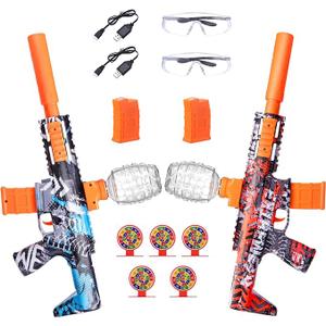 2 Pack Splatter Blasters, Full Auto Splat Blaster Toy Kits, 50000+, 10 Rs Per Seconds, 600 Hopper, Outdoor Team Game Activities Toy, 2 Rechargeable Batteries, Age 12+ Year Up