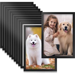 OTYMIOW 12Pcs 8.5 x 11 Picture Frame, Magnetic Sign Holder Display Window Self-Adhesive Display Picture Frames with Strong Magnetic Frame and Clear PVC for Photo Poster Artwork Document (Black)