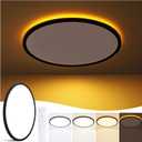 11 Inch Flush Mount Ceiling Light with Night Light, 24W 2400LM, Dimmable LED Ceiling Lights Fixture with Remote Control, 3000K/4000K/6500K Selectable, Slim Bright Bedroom Light Fixture, Round Black