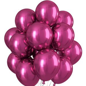 Chrome Fuchsia Balloons 12 Inch, Double Stuffed Metallic Magenta Pink Balloons, Shiny Thick Chrome Metallic Latex Helium Fuchsia Balloon Magenta Balloon for Birthday Wedding Party Decoration
