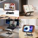 SupeDesk Book Stand for Reading, Adjustable Book Holder with 360 Rotating Bases, Foldable Designs, and Elastic Clips, Multifunctional Display Stand for Recipe, Cookbooks, Magazines, Tablets, Laptops