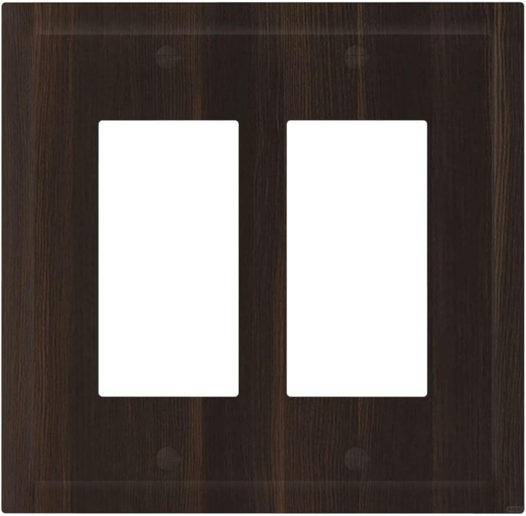 Decorative Outlet Covers Dark Brown Wood Grain 2 Gang Double Rocker Electrical Switch Plate Cover Decorate Gfci Wall Plate Light Switch Cover Plate For Farmhouse Cabin Decor