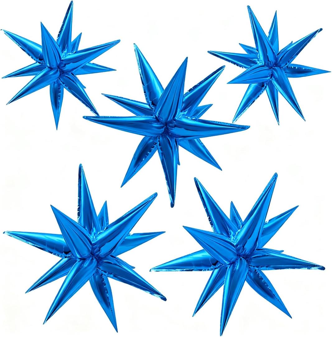 Blue Balloons Foil Star Ballons Explosion Mylar Baloons Large Spike Balloon Photo Backdrops Party Decoration for Birthday Gender Reveal Graduation Wedding Anniversary Bachelorette Halloween Christmas