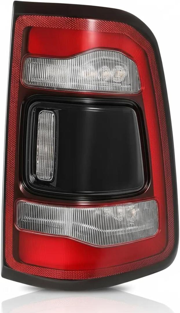 LED Tail Light Assembly Compatible With 2019-2023 RAM 1500, Blind Spot Module Can Be Installed, Black Lens Chrome Interior LED Tail Lamps Replace Right Passenger Side