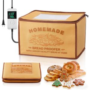 FOHERE Proofing Box, Folding Bread Proofer With 32-133F Temp Control & 48H Timer, Dough Proofing Box With NTC Sensor, Sourdough Proofing Box For Sourdough, Pizza, Kombucha, Yogurt, Bread Baking
