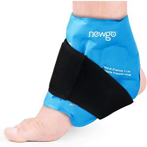 NEWGO Ankle Ice Pack Wrap for Sprained Relief, Ice Pack for Ankle Injuries Reusable, Cold Therapy for Ankles Swelling, Post Surgery Recovery - Light Blue