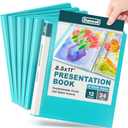 Dunwell Presentation Binder 12-Pocket, Displays 24 Pages, 8.5x11 Portfolio Binder with Plastic Sleeves, Storage and Organizer for Documents, Certificates, Projects, Photos (6 Pack, Aqua)