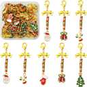 20 Pcs Christmas Charms for Jewelry Making Alloy Enamel Tree Bell Deer Charm with Glass Seed Beaded for Bracelets Earrings Necklace DIY Supplies
